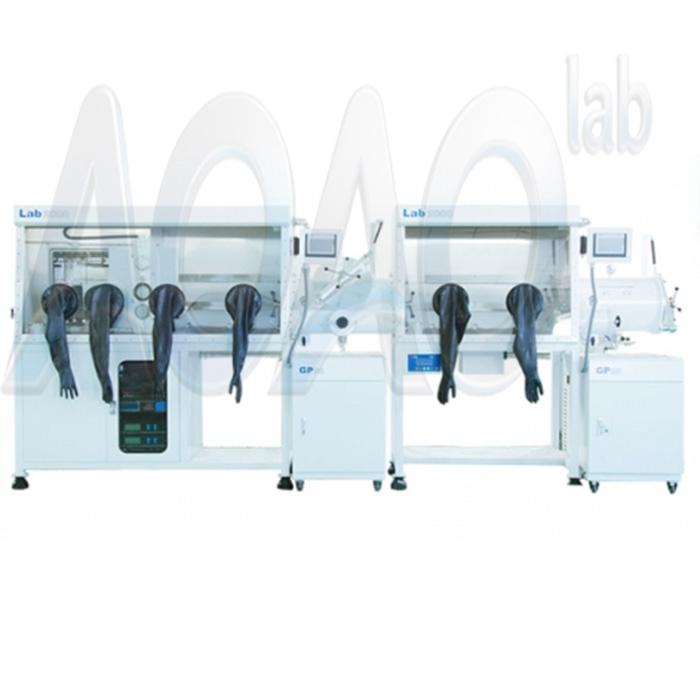 2400mm Four Ports Double Stations And 1200mm Single Station Vacuum Glove Box With T Type Large Transition Cabin.jpg